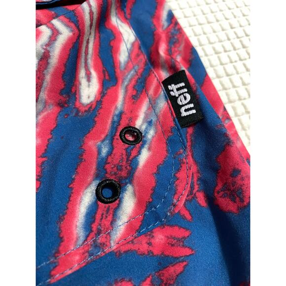 NEFF Board Shorts Mens Red Blue Tie Dye Unlined Shorts Size Medium - Picture 7 of 10